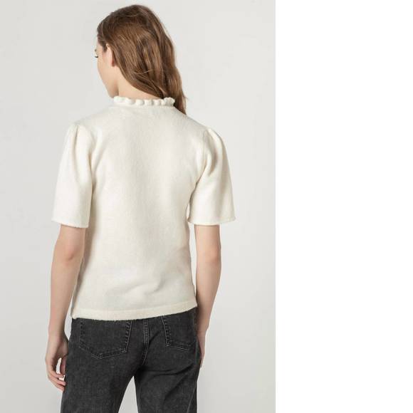 Nwt lilla p elbow sleeve mock neck sweater in winter white - Picture 2 of 2